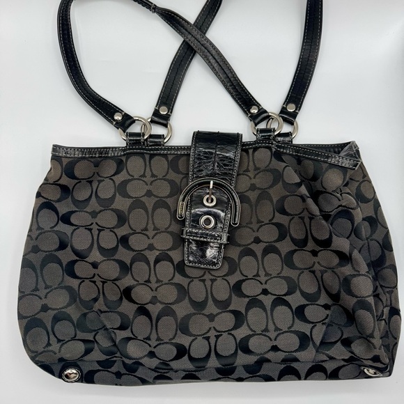 Vintage Coach Soho Black Signature Jacquard Shoulder Bag | Good Used Condition - Picture 3 of 16